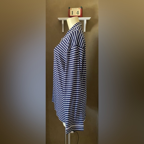 J.Crew Women's Top Navy White Striped Nautical Button Down Stretch Fabric XL - Picture 3 of 11